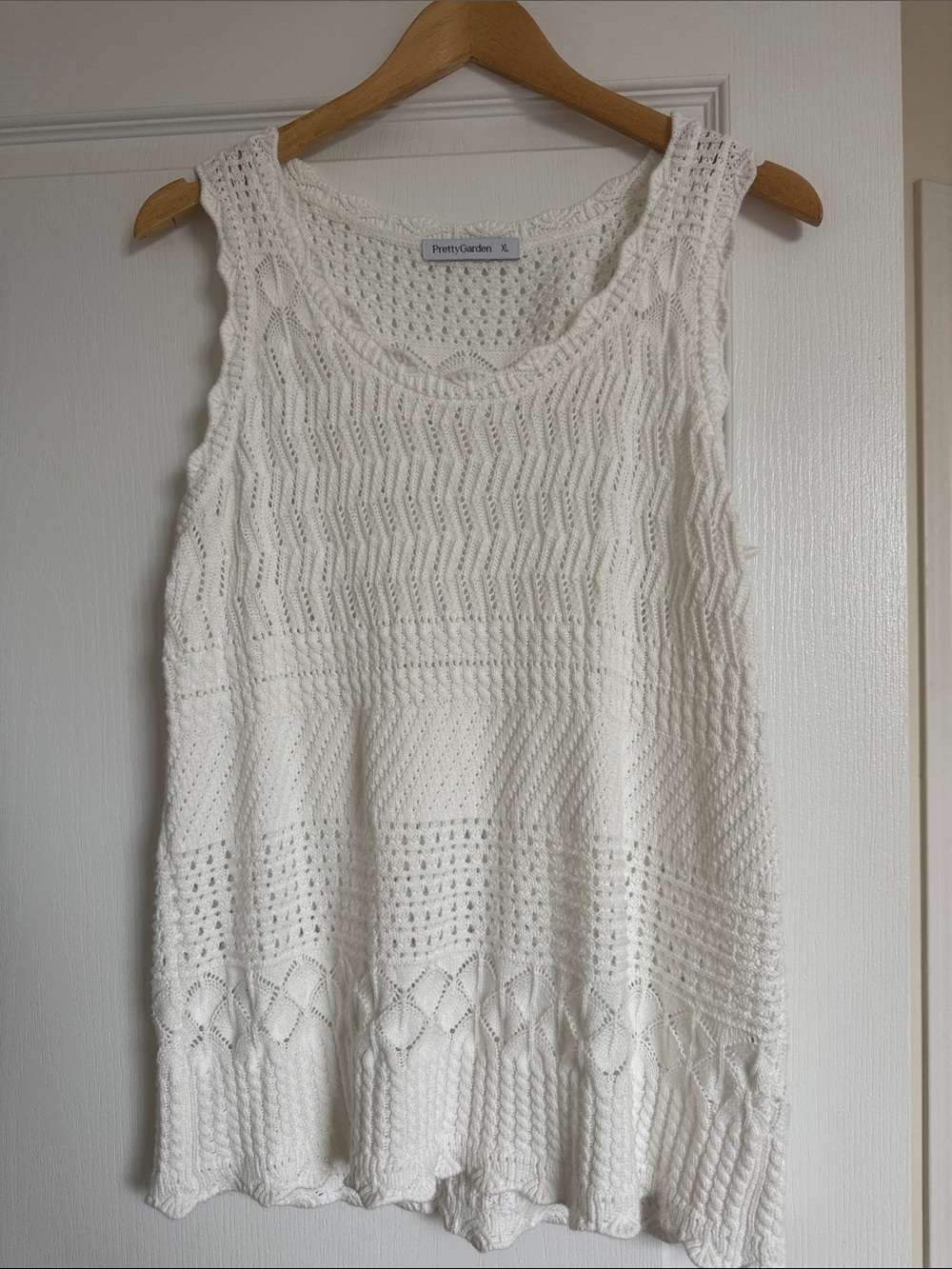 Pretty Garden White Crochet Knit Tank Top